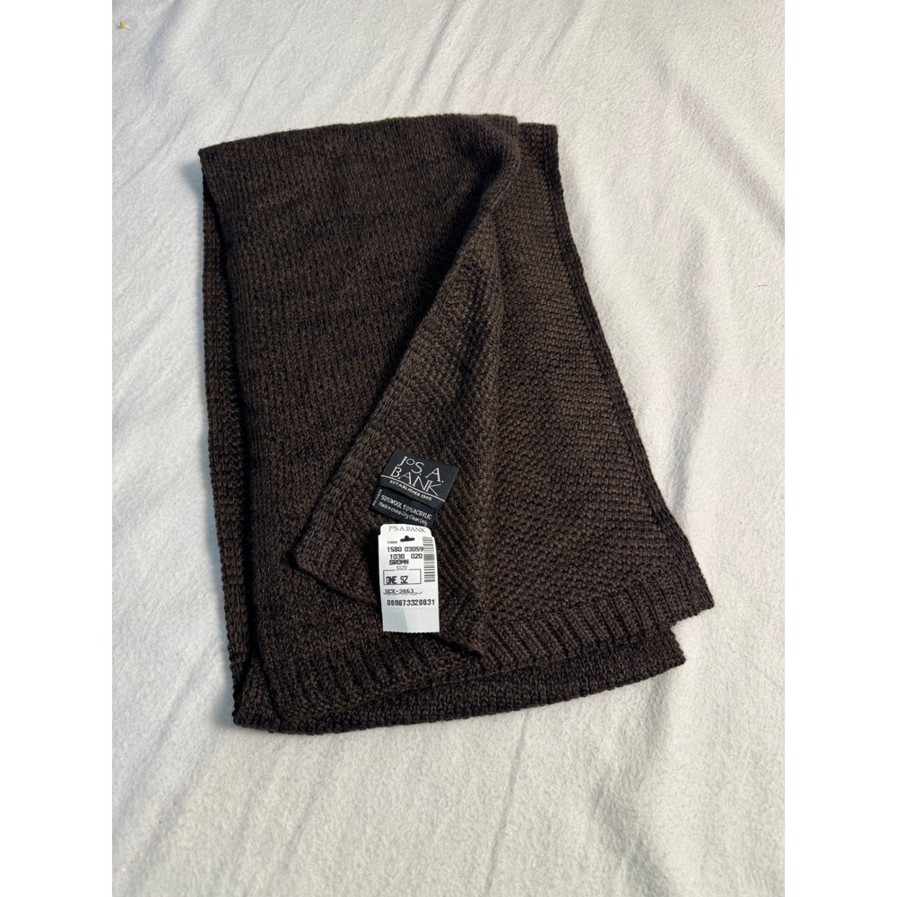 Jos. A. Bank Scarf Mens One Size Brown Wool Blend Chunky Knit Business Casual